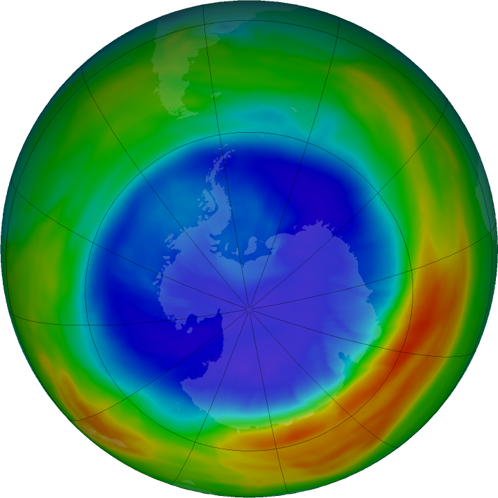 Antarctic ozone map for 10 September 2017